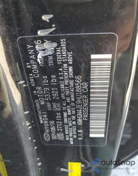 2017 Genesis G80 Base from USA, damaged, VIN KMHGN4JE9HU188566